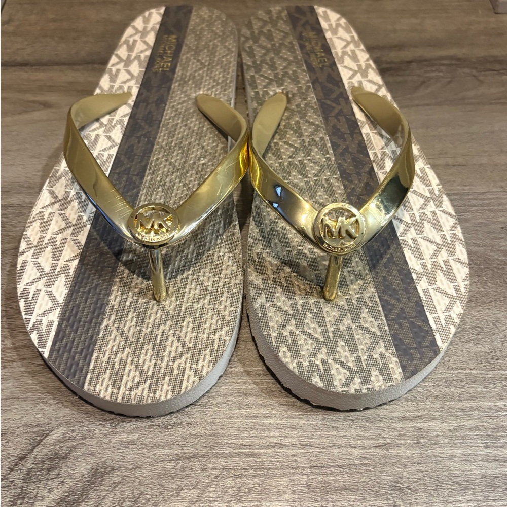 Michael Kors Gold and Gray Sandals